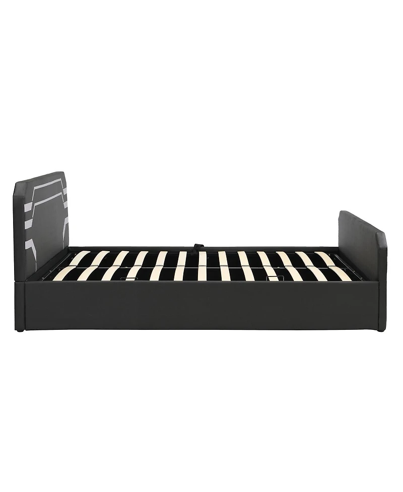 Streamdale Furniture Queen-Size Cyberpunk Hydraulic Storage Gaming Bed with Padded Headboard