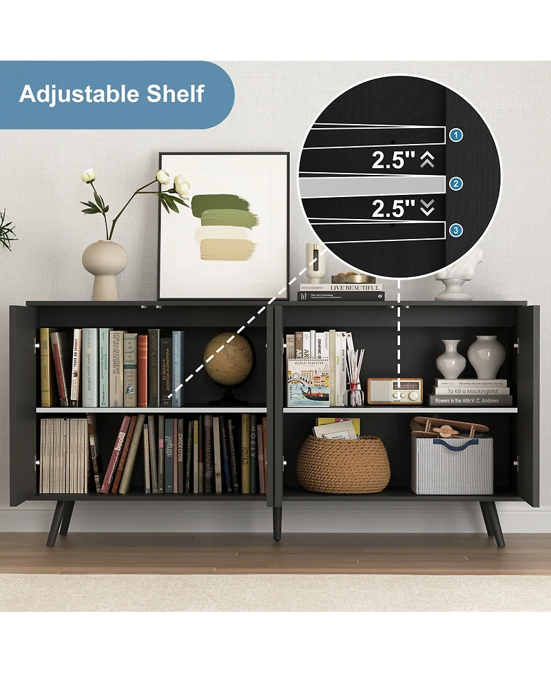 Streamdale Furniture 4-Door Wood Sideboard Buffet Cabinet with Adjustable Shelves