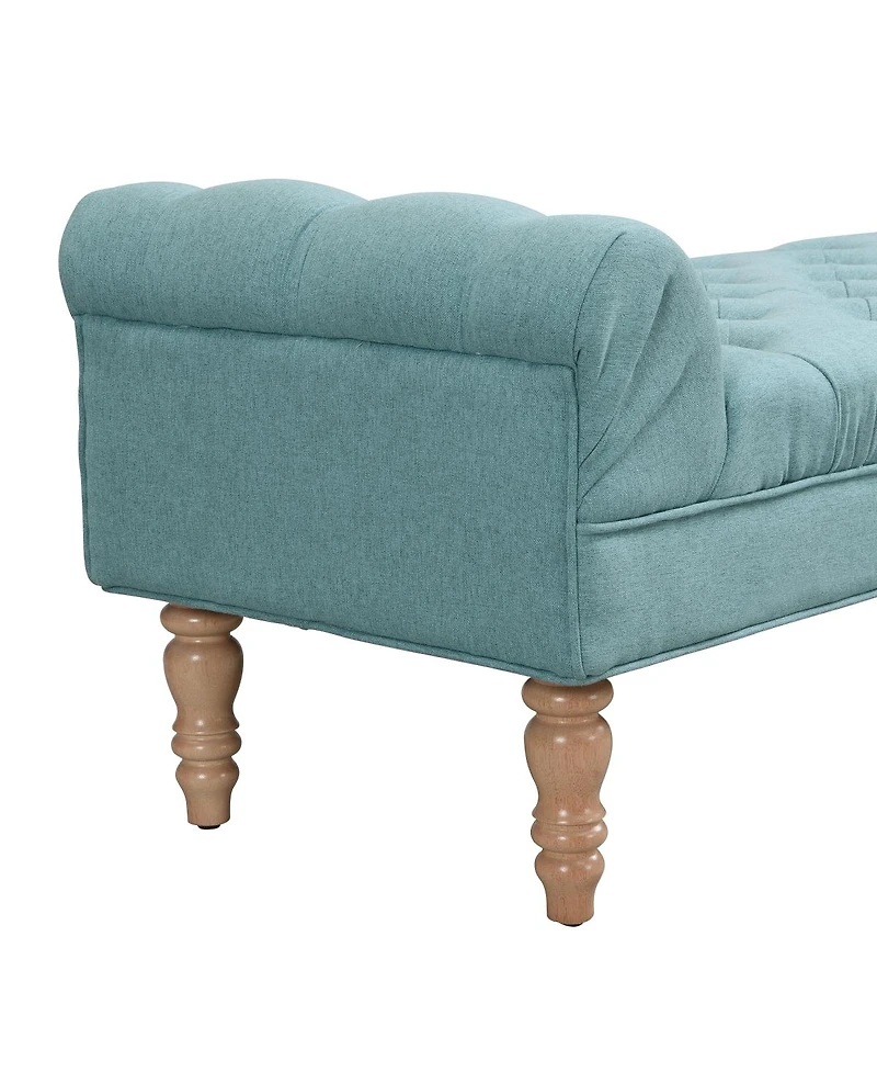 Streamdale Furniture Button-Tufted Upholstered Ottoman Bench with Rolled Arms Dusty Teal