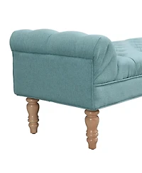 Streamdale Furniture Button-Tufted Upholstered Ottoman Bench with Rolled Arms Dusty Teal