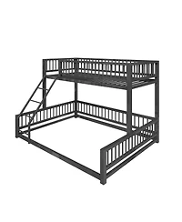 Streamdale Furniture Twin Xl over Queen Floor Bunk Bed with Ladder and Guardrails