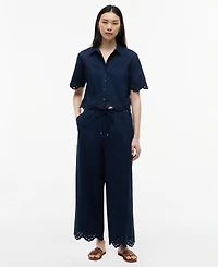 Tommy Hilfiger Women's Cotton Broderie Straight-Leg Ankle Pants