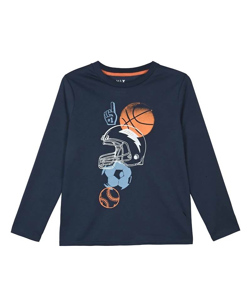 Max & Olivia Boys' 6-14 Sports Graphic T-Shirt, Joggers and Socks, 3-Piece Pajama Set