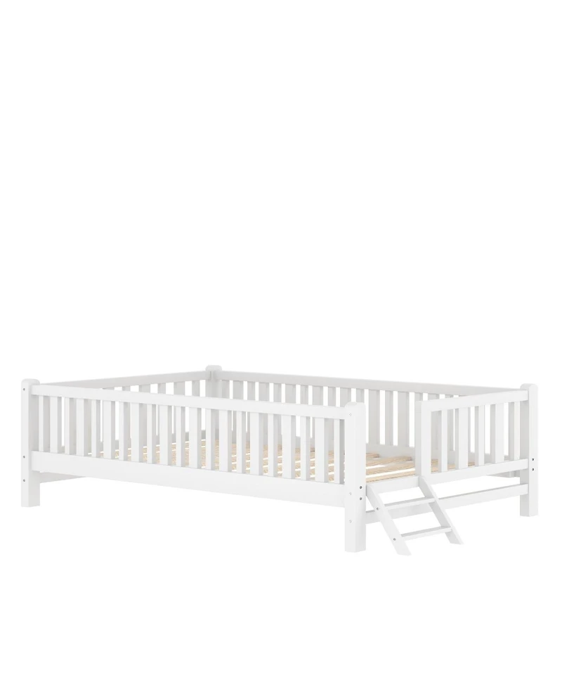 Streamdale Furniture Wood Twin Size Platform Bed with Guardrail