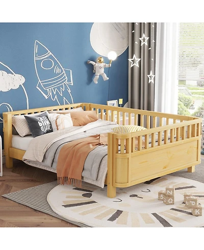 Streamdale Furniture Wood Platform Bed with Rails for Kids