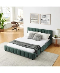 Streamdale Furniture Upholstered Chenille Bed Frame with Storage Drawer
