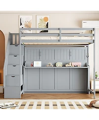Streamdale Furniture Murphy Bed with Hydraulic Lift and Desk Design