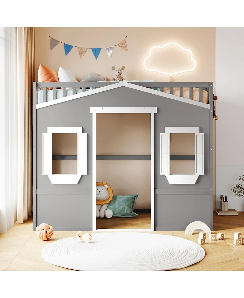 Streamdale Furniture Twin Size House Loft Bed With Ladder