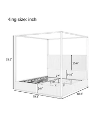 Streamdale Furniture Modern Luxury Metal Canopy Bed with Corduroy Upholstered Headboard King