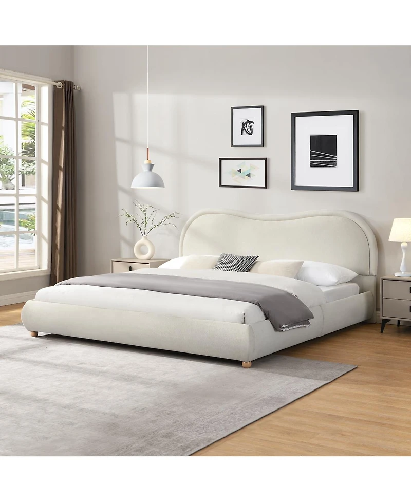 Streamdale Furniture Upholstered Platform Bed with Curved Headboard
