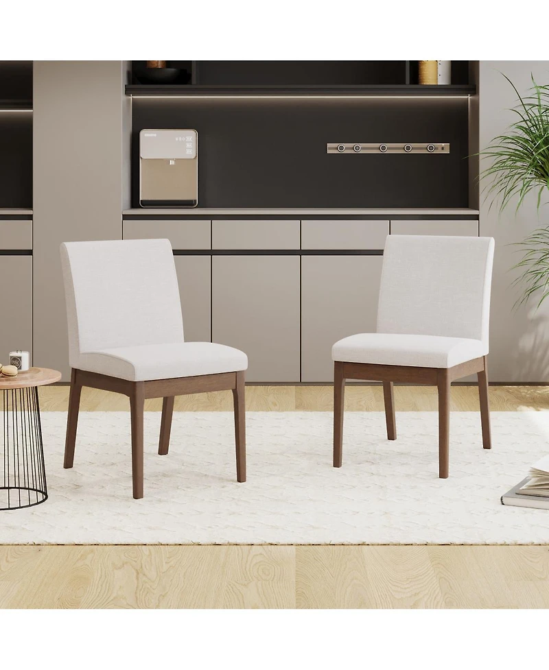 Streamdale Furniture Set of 2 Contemporary Upholstered Dining Chairs Walnut