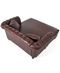 Streamdale Furniture 63'' Pu Leather Loveseat Chaise Lounge with 2 Pillows
