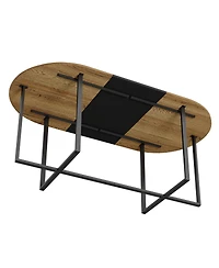 Streamdale Furniture 9-Piece Oval Dining Table Set with 8 Pu Leather Chairs