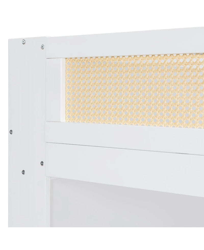 Streamdale Furniture Twin over Full Bunk Bed with Shelf and Led