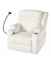 Streamdale Furniture Electric Power Recliner with Heat Massage Swivel and Usb Ports
