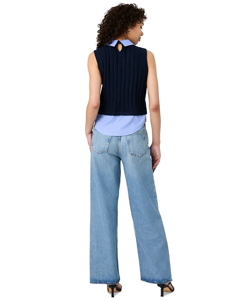 French Connection Women's Sleeveless Collared Keyhole Top