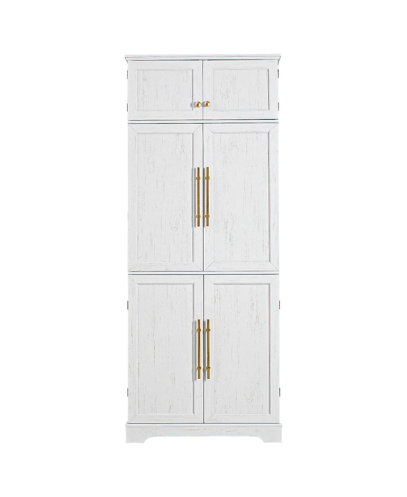 Streamdale Furniture 78.2'' Farmhouse Kitchen Pantry Cabinet with Adjustable Shelves and Wine Rack