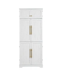 Streamdale Furniture 78.2'' Farmhouse Kitchen Pantry Cabinet with Adjustable Shelves and Wine Rack
