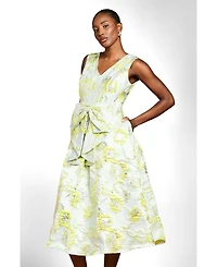 Coast Women's V-Neck Bow Jacquard Midi Dress