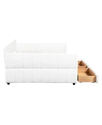 Streamdale Furniture Queen Size Upholstered Platform Bed with Usb and 2 Drawers