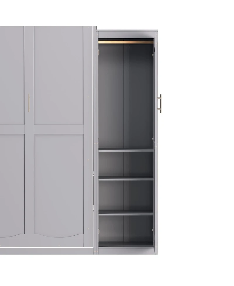 Streamdale Furniture Queen Size Murphy Bed with Wardrobes and Storage Shelves