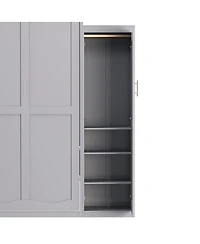 Streamdale Furniture Queen Size Murphy Bed with Wardrobes and Storage Shelves