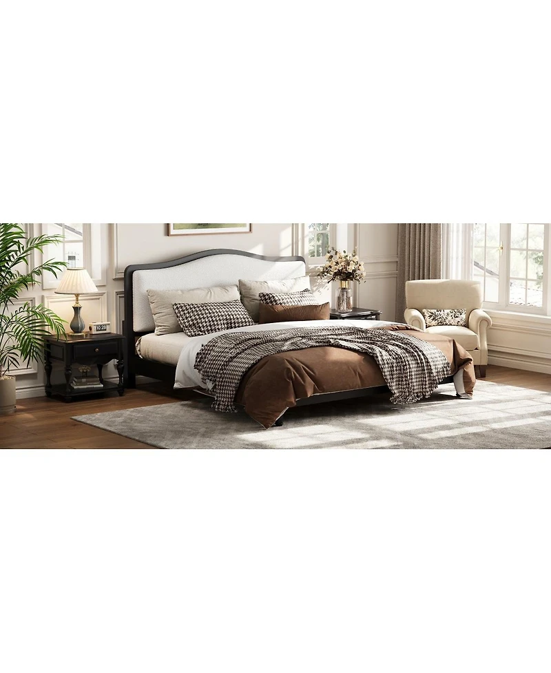 Streamdale Furniture Queen Size Platform Bed with Upholstered Headboard