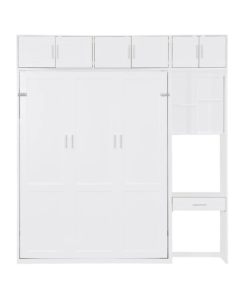 Streamdale Furniture Queen Murphy Bed with Desk Top Cabinet and Storage Shelves