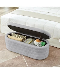Streamdale Furniture Modern Oval Upholstered Storage Ottoman Bench