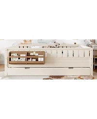 Streamdale Furniture Bed with Bookshelves Staircase Safety Rails and Trundle