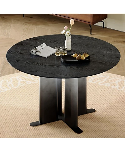 Streamdale Furniture Round Wood Grain Dining Table with Gradient Cross Base