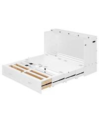 Streamdale Furniture Queen Murphy Bed with Drawer Usb Ports and Sockets