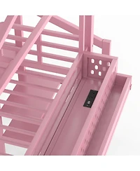 Streamdale Furniture Loft Bed with Storage Stairs Wardrobe Usb Ports and Led Lights