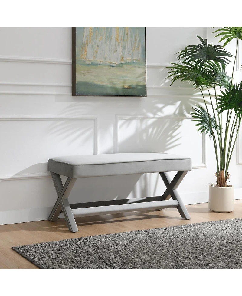 Streamdale Furniture velvet Double Bench with X-Crossed Legs