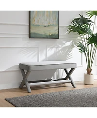 Streamdale Furniture velvet Double Bench with X-Crossed Legs