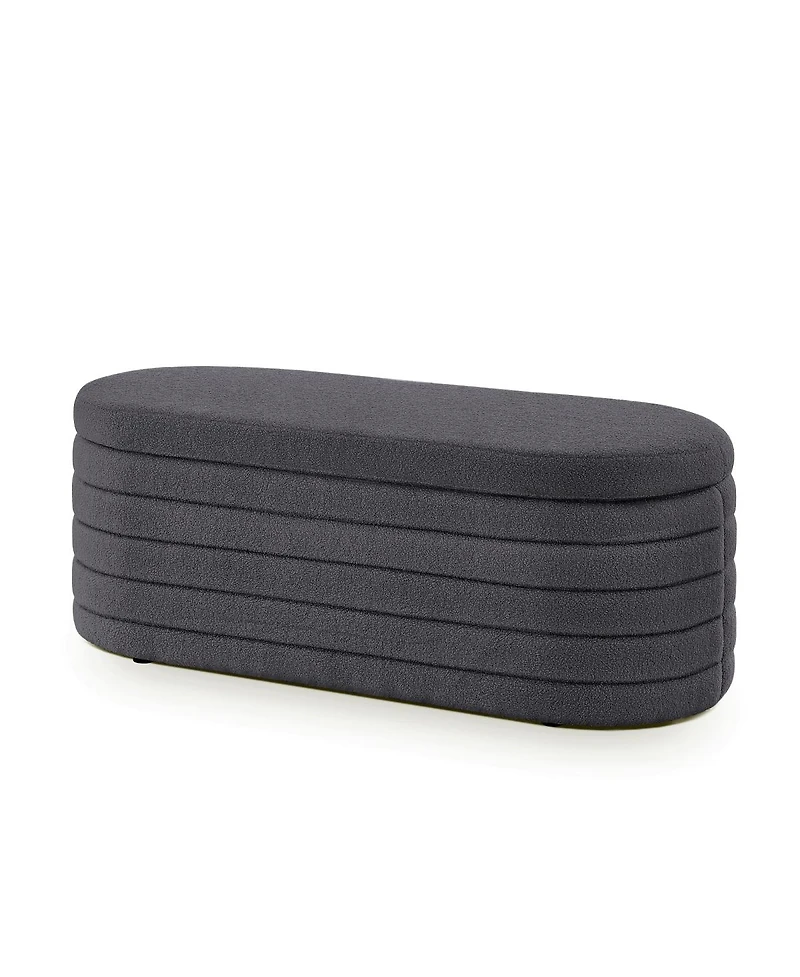 Streamdale Furniture Modern Oval Upholstered Storage Ottoman Bench