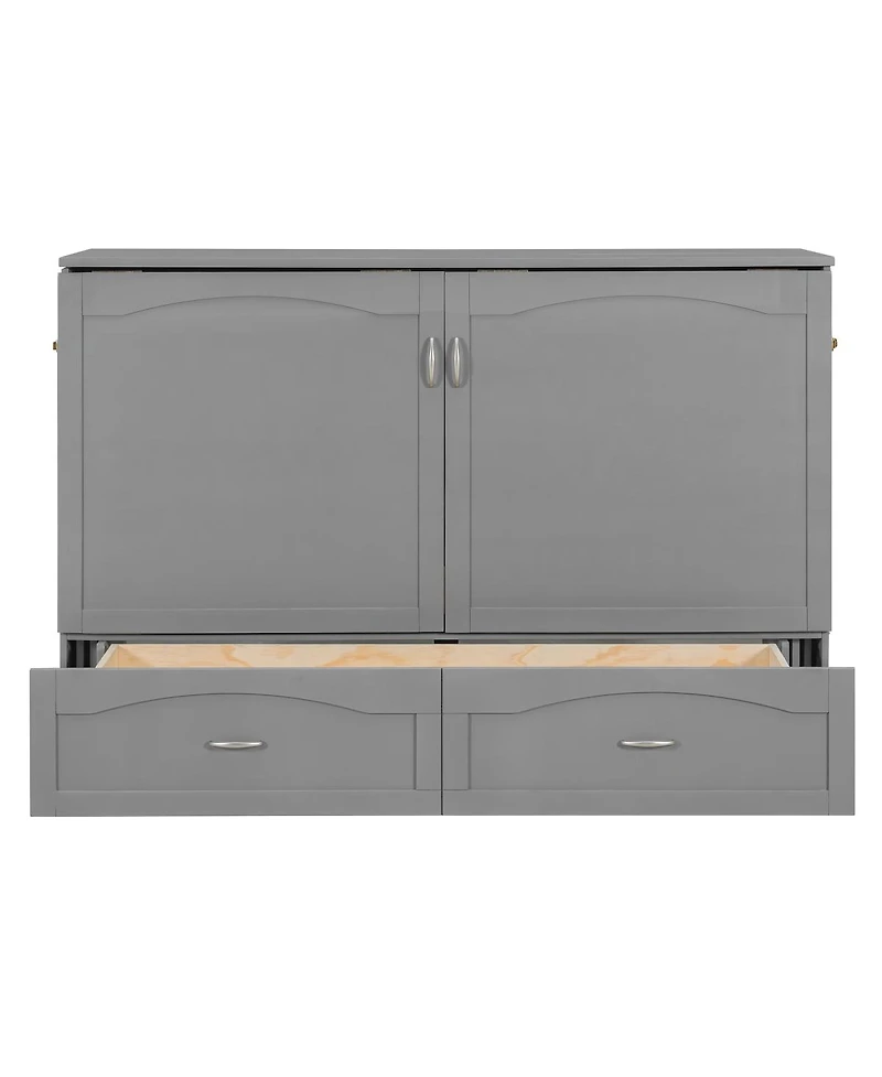 Streamdale Furniture Queen Size Murphy Bed with Drawer Usb Ports and Pulley Design