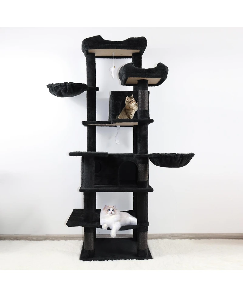 Streamdale Furniture 68in Multi-Level Cat Tree with Hammocks Cat Cave and Scratching Posts