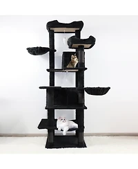 Streamdale Furniture 68in Multi-Level Cat Tree with Hammocks Cat Cave and Scratching Posts