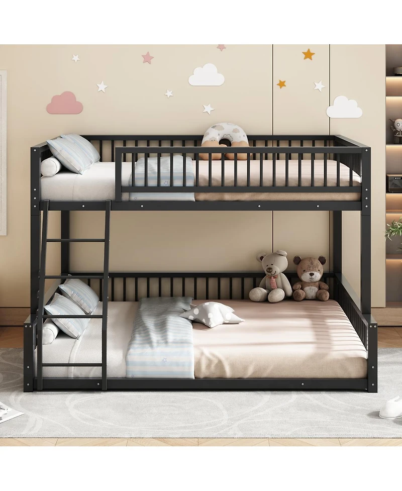 Streamdale Furniture over Queen Floor Bunk Bed with Ladder and Guardrails