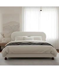 Streamdale Furniture Boucle Upholstered Bed with Rubber Wood Foot