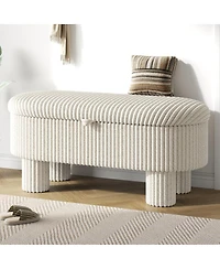 Streamdale Furniture Modern Corduroy Upholstered Storage Ottoman Bench