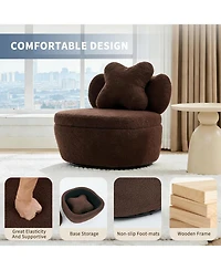 gaomon 360degree(s) Swivel Accent Chair with Storage,Comfy Armchair Teddy Velvet Upholstered Cushion for Makeup, Bedroom, Apartment, Living