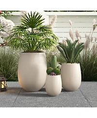 Streamdale Furniture 3-Piece Lightweight Mgo Round Outdoor Planter Set with Drainage Holes