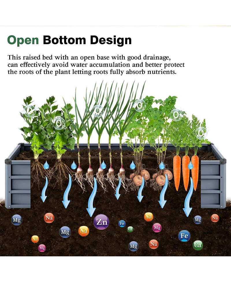 Streamdale Furniture 6x3x1ft Large Galvanized Metal Rectangular Garden Bed