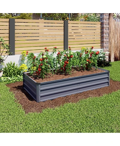Streamdale Furniture 6x3x1ft Large Galvanized Metal Rectangular Garden Bed