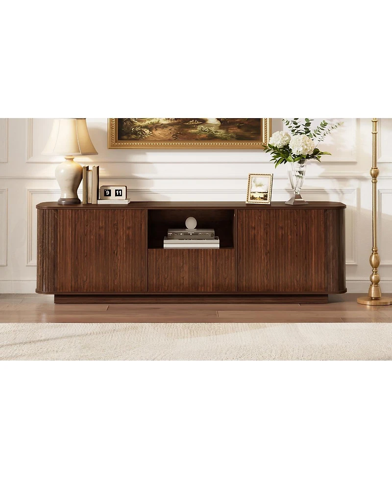 Streamdale Furniture 70-inch Modern Tv Stand for TVs up to 80'' with Storage and Curved Corners