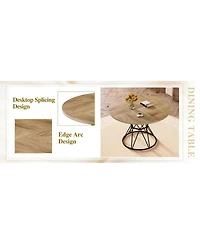 Streamdale Furniture 47.3 inch Round Wood Dining Table and 4 Fabric Chairs Set