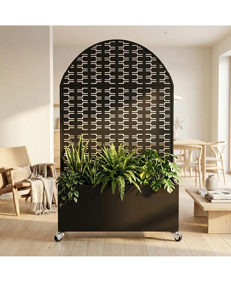 Streamdale Furniture Arched Metal Privacy Screen with Planter Box 70.87'' Tall