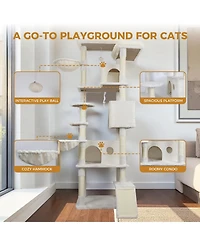 Streamdale Furniture 84'' Cat Tree Tower with Large Condo Scratching Post and Hammock